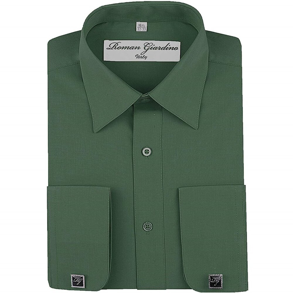 Men's Dress Shirts Convertible Long Sleeve Botton Down Collar - Teal